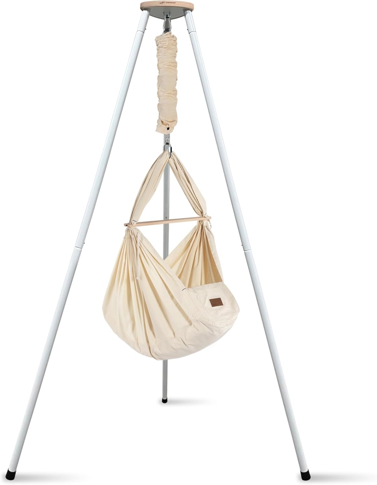 Federwiege mit Tipi Bio Weiß Schafwolle Bild 1
