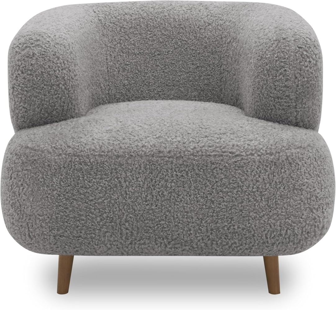 DOMO. collection Sessel Melo, Polstersessel in organischer Form mit Taschenfederkern, gepolsterte Rückenlehne, Holzfüße, Armsessel, Cocktailsessel, Loungesessel, 90 x 86 x 73 cm (BxTxH), grau Bild 1