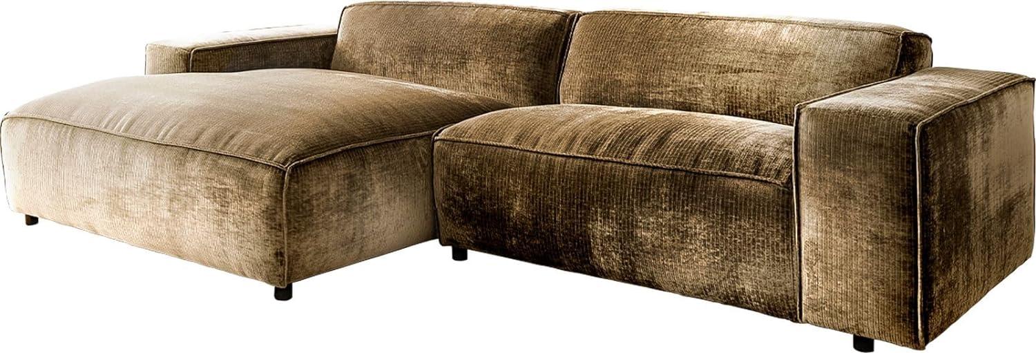 Ecksofa Tenso 280x165 cm Chenille Gold Recamiere links Bild 1