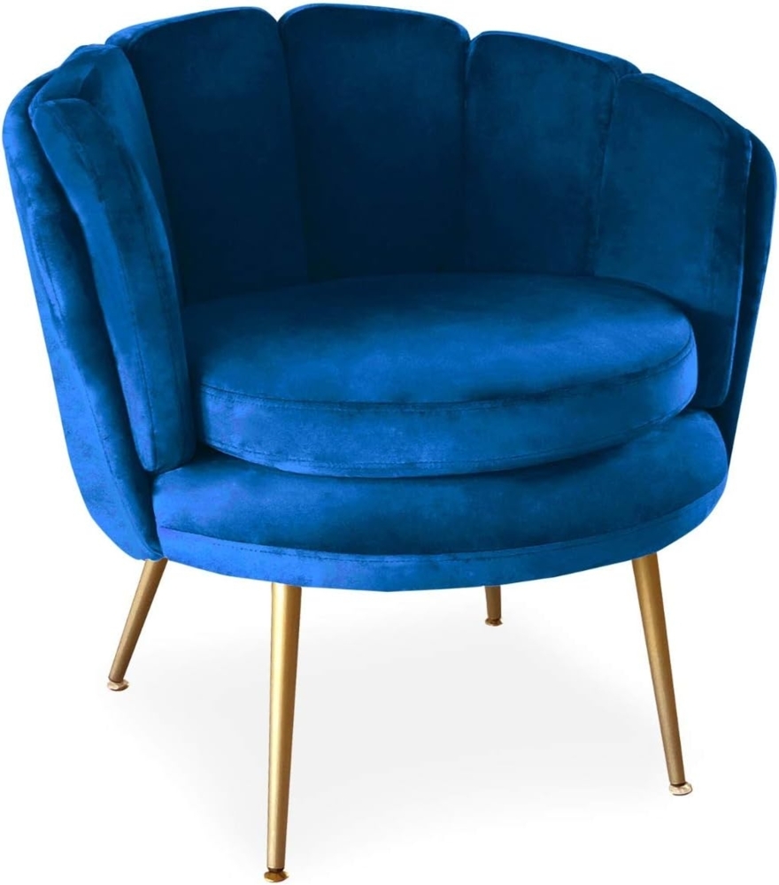 Menzzo Brenda Runder Sessel mit Samtbezug Blau Bild 1