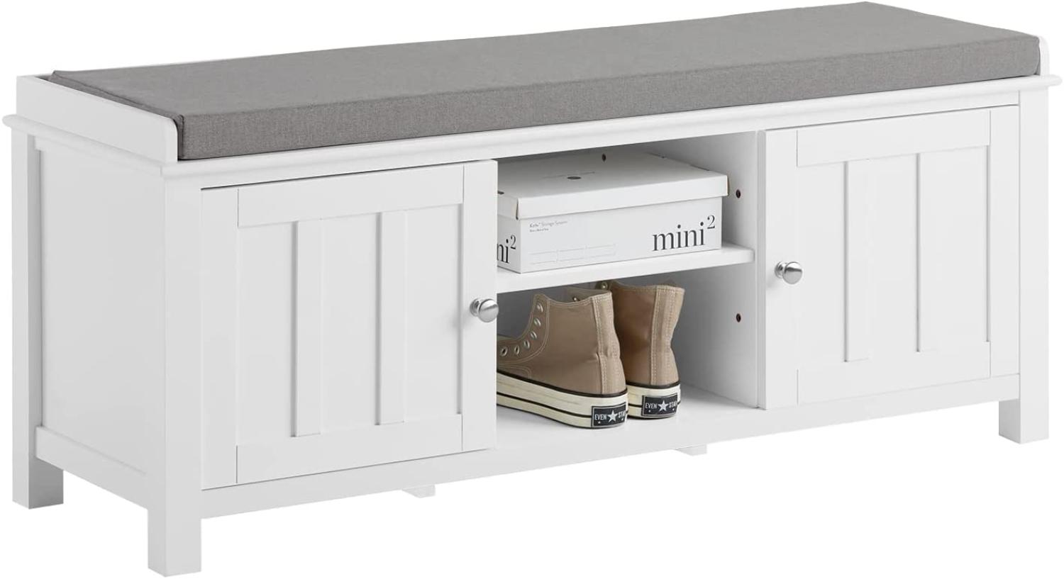 SoBuy FSR35-W Sitzbank Bettbank Schuhschrank Garderobenbank mit Sitzkissen MDF weiß BHT ca: 105x43x35cm Bild 1