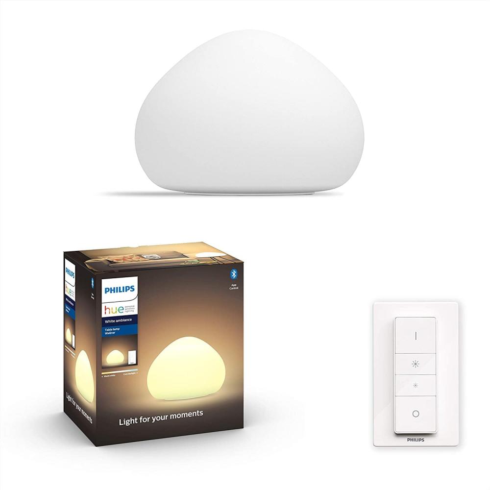 Philips Hue White Ambiance Wellness BT Tischleuchte mit Dimmschalter weiß Bild 1