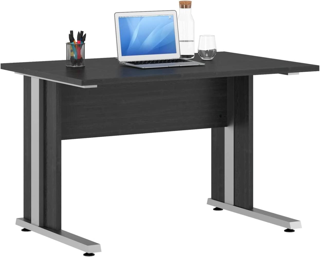 Schreibtisch >HOMEBASE< (HxT: 75x80 cm) in Ash-Oak - Alu-Optik Bild 1