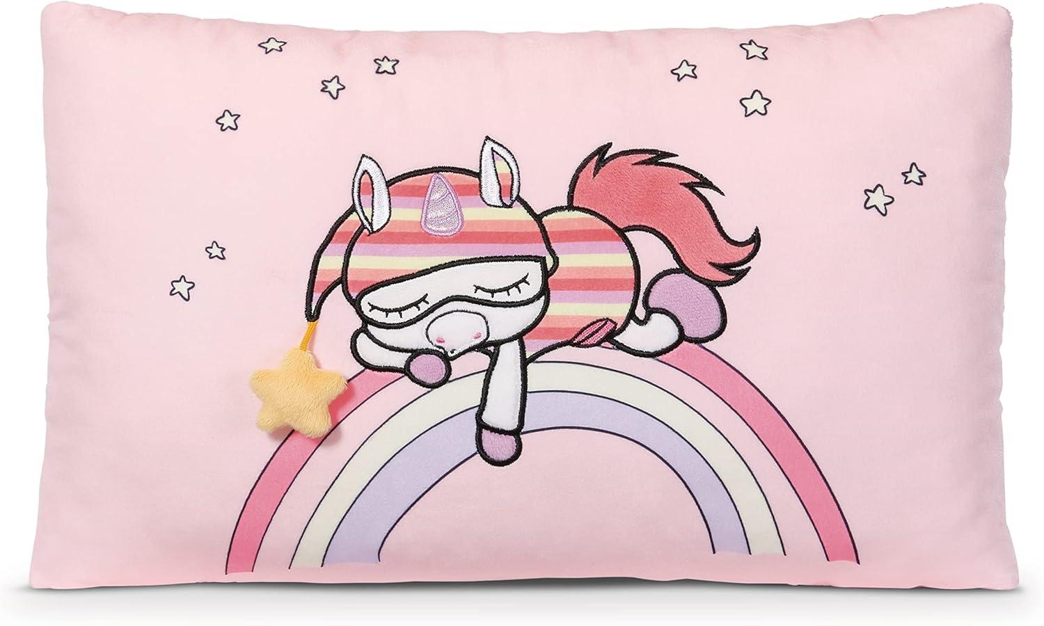 NICI Kissen Schlafmützen Einhorn Myala 43 x 25 cm – rechteckiges Kuschelkissen für Mädchen, Jungen & Babys, Dekokissen zum Kuscheln und Schlafen, 48885, tolle Geschenkidee, bunt Bild 1