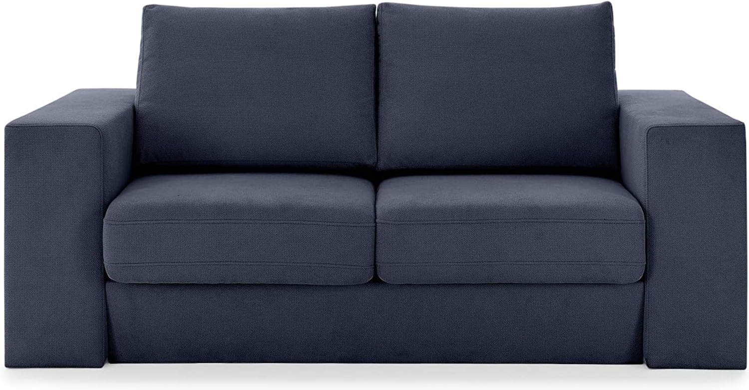 LOOKS by Wolfgang Joop Looks V-1 Designer Sofa mit Hockern, 2 Sitzer Couch, Funktionssofa, dunkelblau, Sitzbreite 140 cm Bild 1