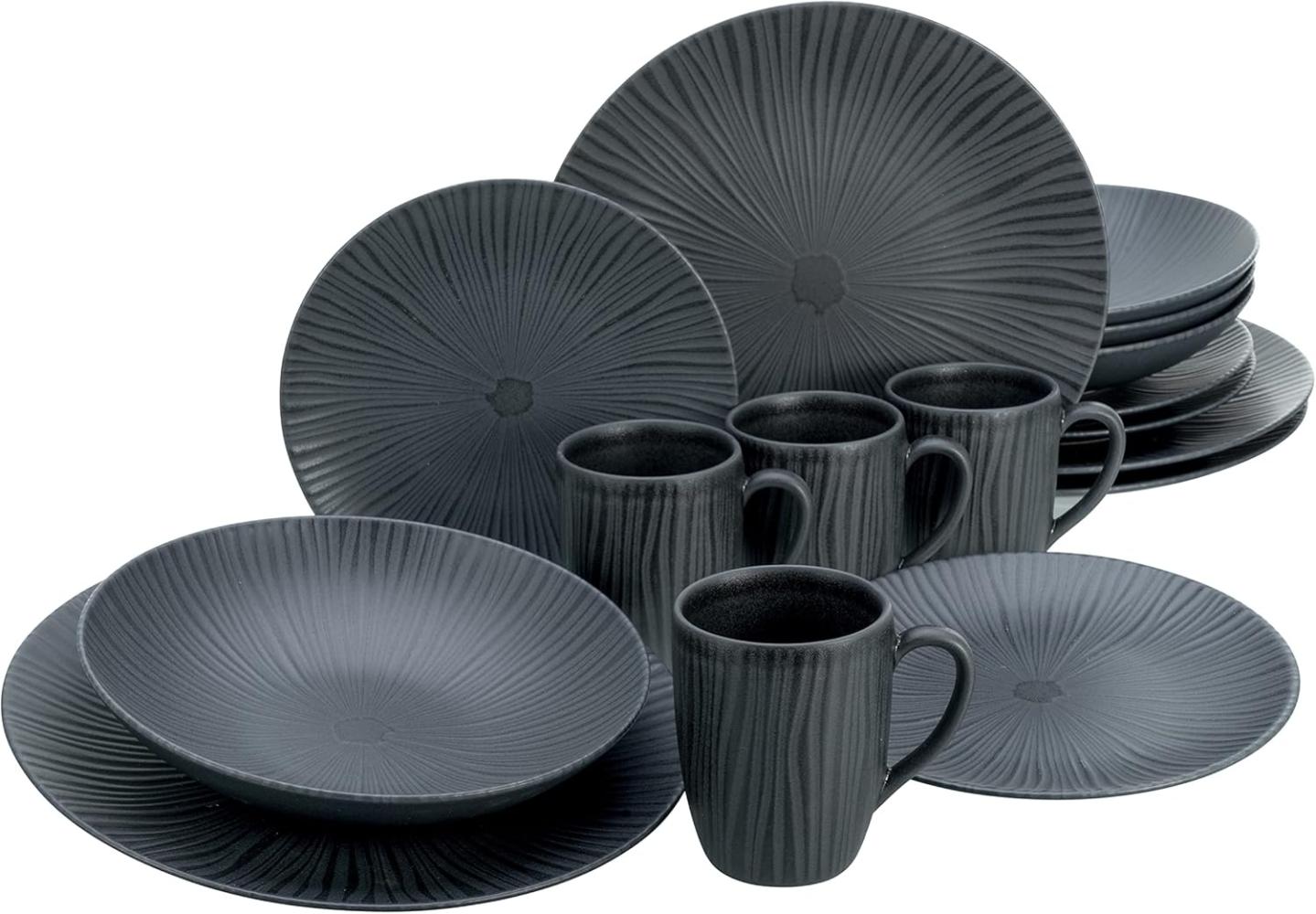 CreaTable 20537 Kombiservice Vesuvio für 4 Personen, Steinzeug, schwarz (1 Set, 16-teilig) Bild 1