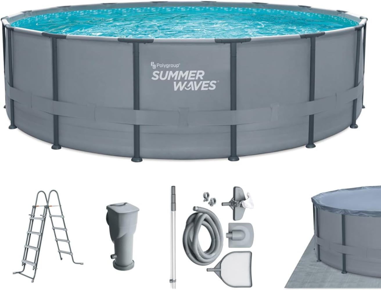 Summer Waves Elite Frame Pool | Aufstellpool rund | Komplettset | Grau | Ø 488x122 cm Bild 1