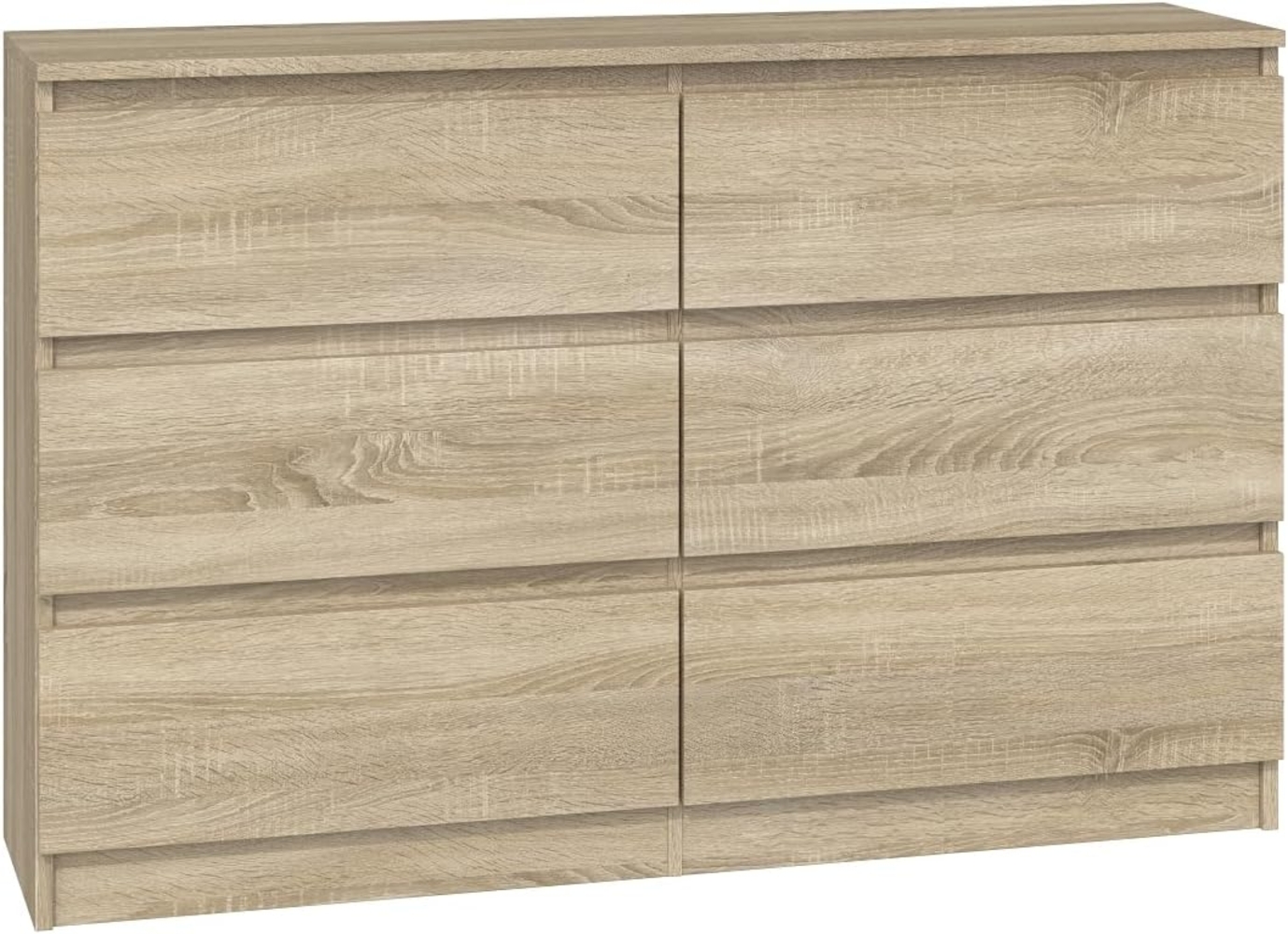 CDF Kommode Malwa M6 120| Farbe: Eiche Sonoma | Schrank für Dokumente, Kleinigkeiten | Ideal für Wohnzimmer, Schlafzimmer, Kinderzimmer, Jugendzimmer und Büro | 6 geräumige Schubladen Bild 1