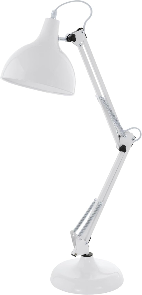 Eglo 94699 Schreibtischleuchte Büroleuchte BORGILLIO Stahl weiß, E27 max. 1X40W H:71cm mit Kabelschalter Bild 1