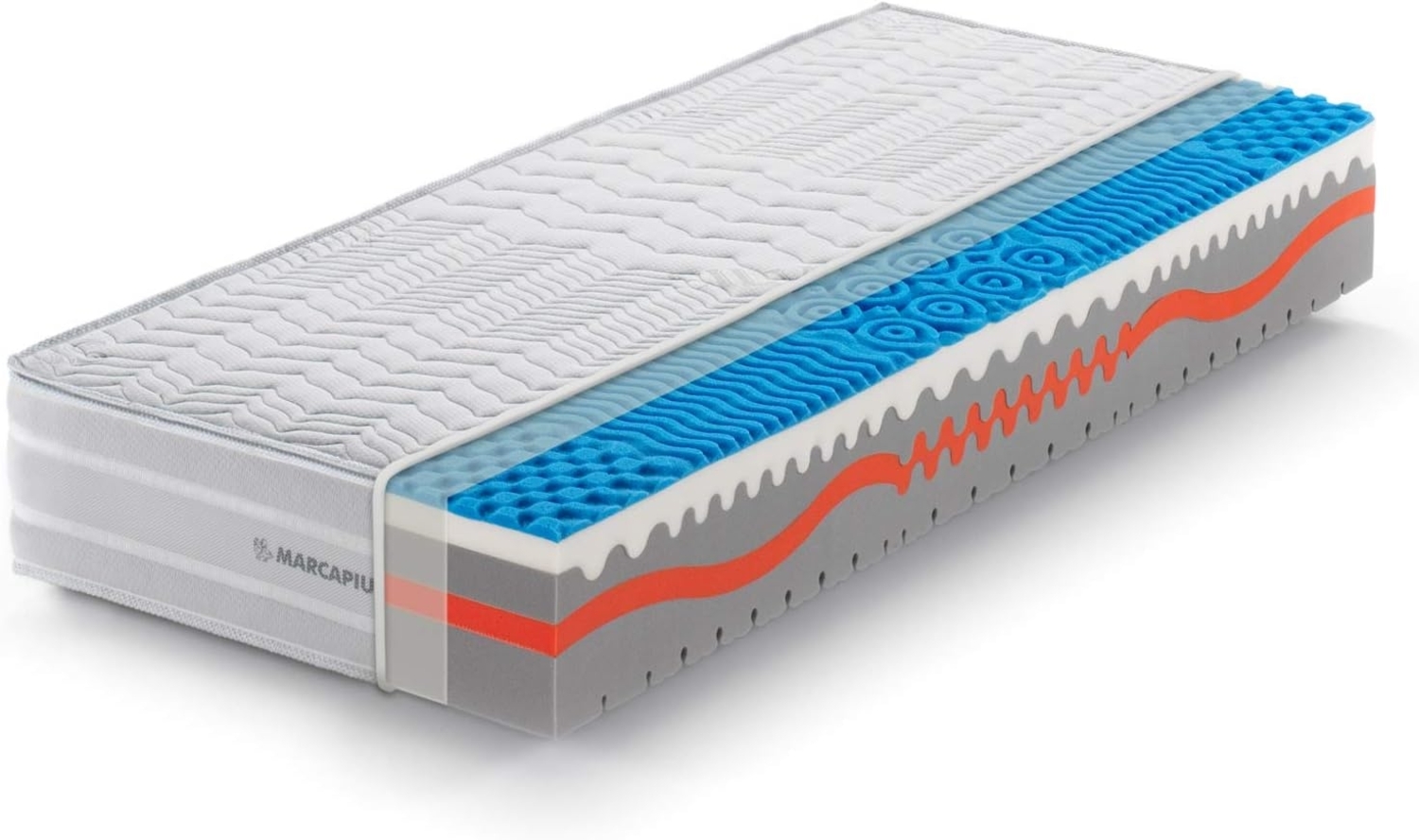 Marcapiuma - Matratze Sunshine Viscoschaum 120x220 h. 25 cm Orthopädische H2 Medium 9 zonen Viscomatratze Abziehbar Bezug Silber und Kohlen Faser gegen Milbe Atmungsaktiv Made in Italy Bild 1