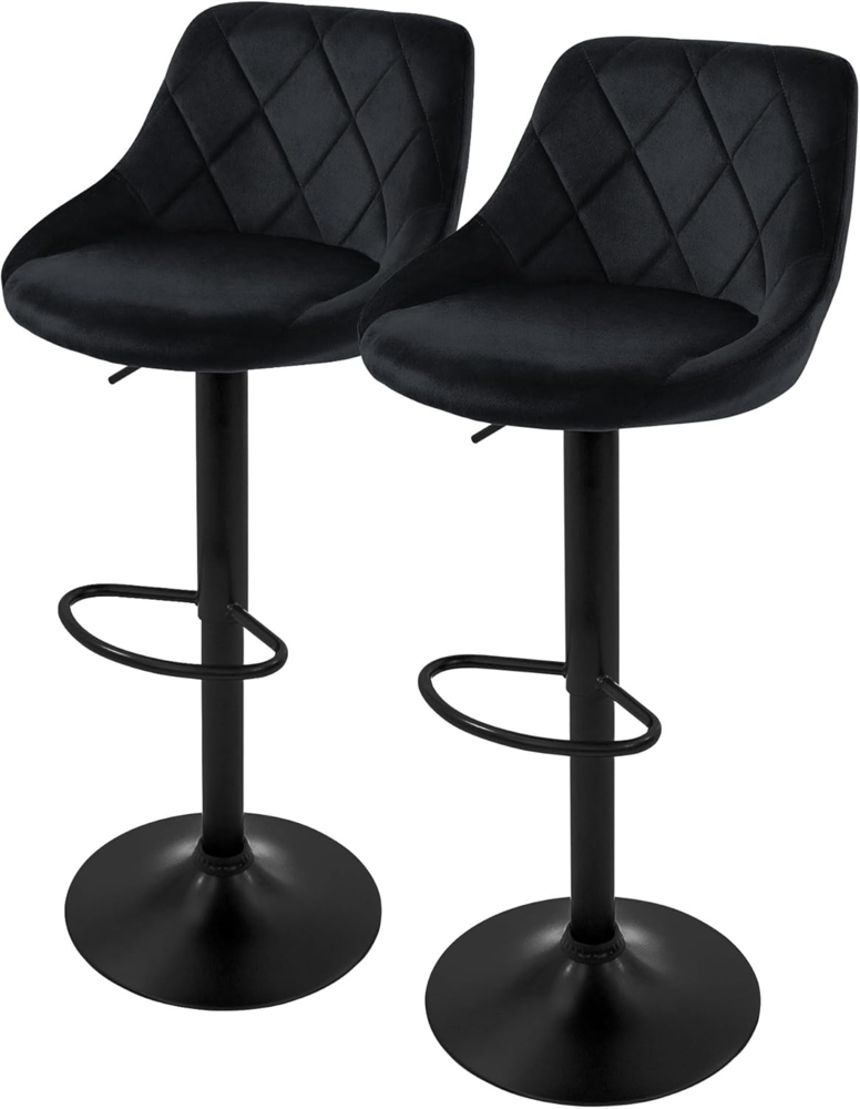 ML-DESIGN Barhocker Gepolsterter Barstuhl mit Rückenlehne und Fußstütze, 360° drehbar (2 St), Drestuhl höhenverstellbar 62-82 cm, Schwarz, Bezug aus Samt Bild 1