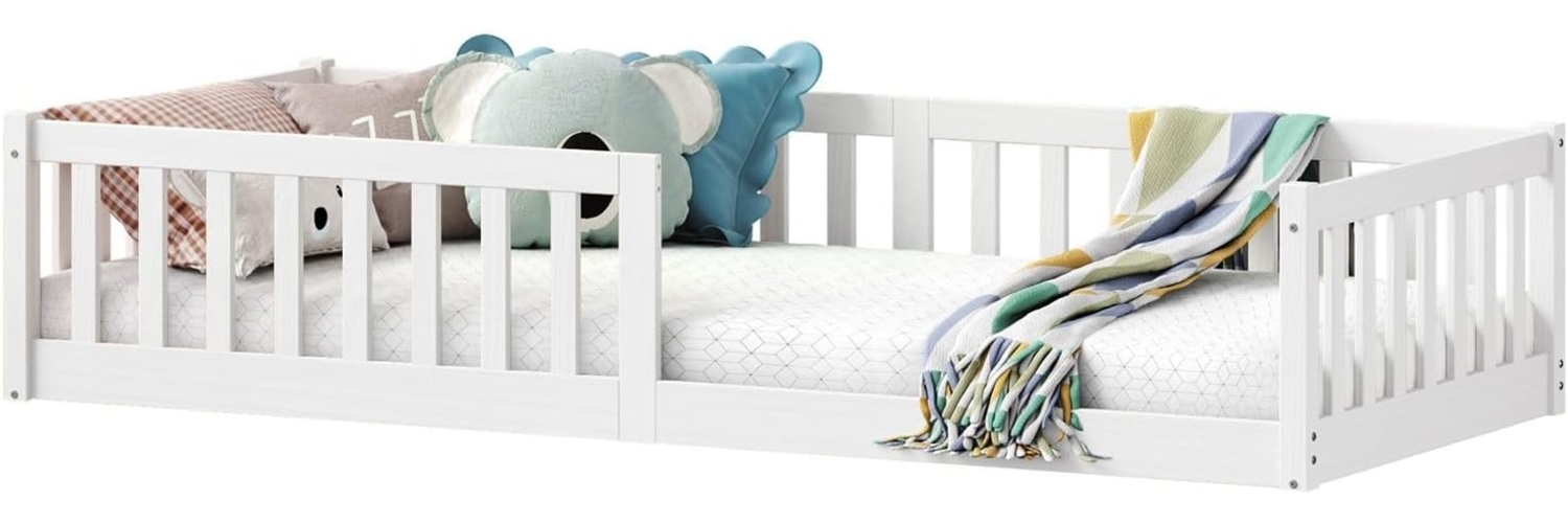 IDIMEX Kinderbett GUSTAVO, Bodenbett mit Rausfallschutz Kinderbett Montessori Bild 1