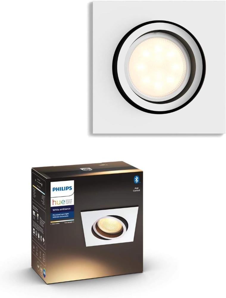 Philips Hue White Ambiance Milliskin BT Decken Einbauspot eckig weiss Bild 1