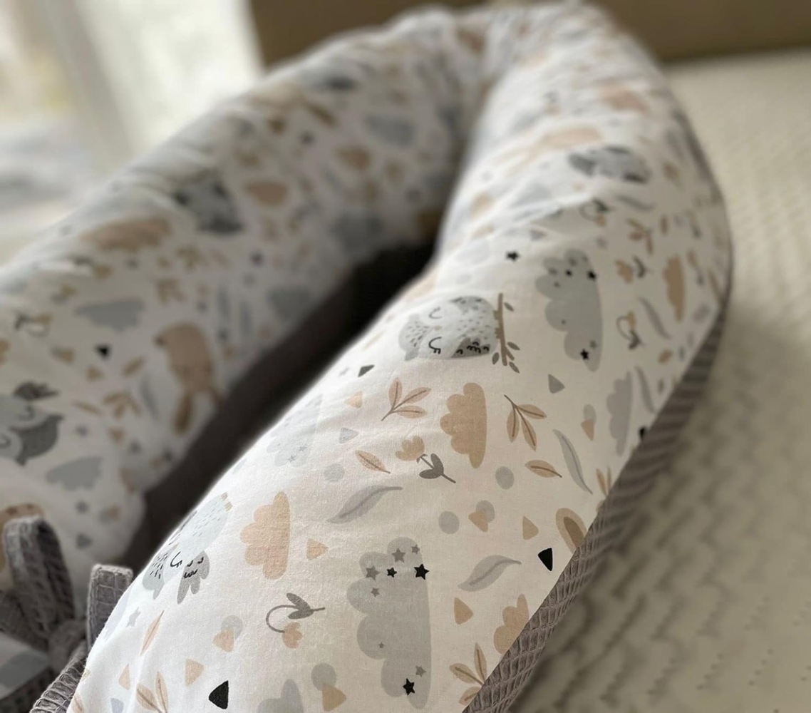 Loolay Stillkissen WAFFELPIQUE HASE Kissen Seitenschläferkissen Schwangerschaftskissen, 170 o. 190 cm Kissen + BEZUG (abnehmbar) HASE Beige Weiss WAFFEL Rosa, Grau, Minze, Weiß, M/ L u. L/ XL - perfekt Auswahl für Schwanger Seitenschläfer Schlafen!, PR... Bild 1