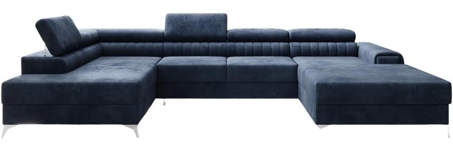 Designer Sofa Collina mit Schlaf- und Klappfunktion Samt Blau Links Bild 1