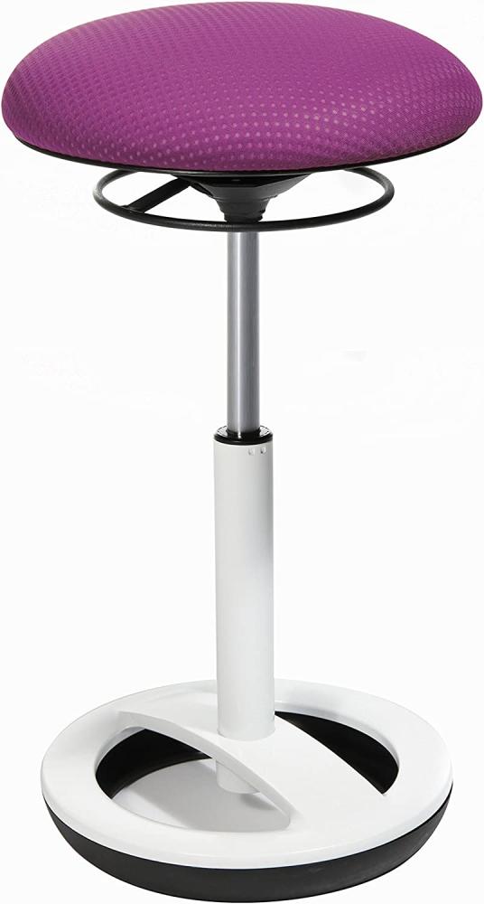 Topstar Sitness High Bob, Stehhilfe, Fitnesshocker, Arbeitshocker, Sitzhöhe: 49 - 70cm, Standfußring Alu weiß lackiert, Stoffbezug, violett Bild 1