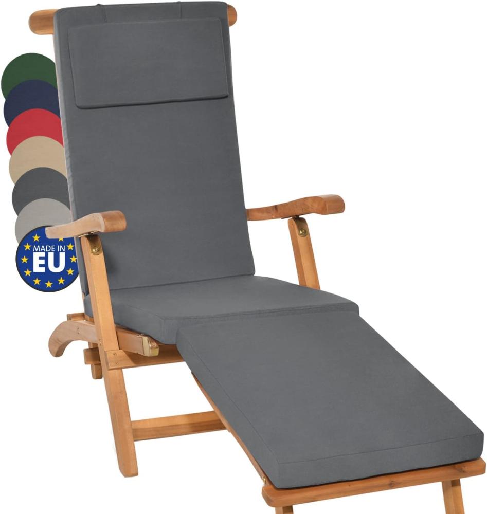 Beautissu Deckchair Auflage LoftLux DC 175x45x5 cm Graphitgrau, 175x45x5 cm Bild 1