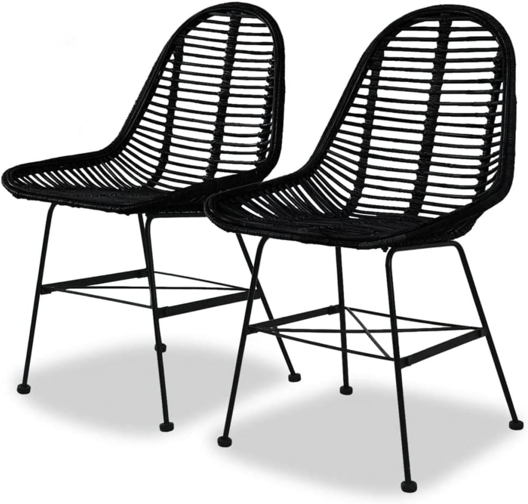 vidaXL Esszimmerstühle 2 Stk. Natur Rattan Schwarz 244571 Bild 1