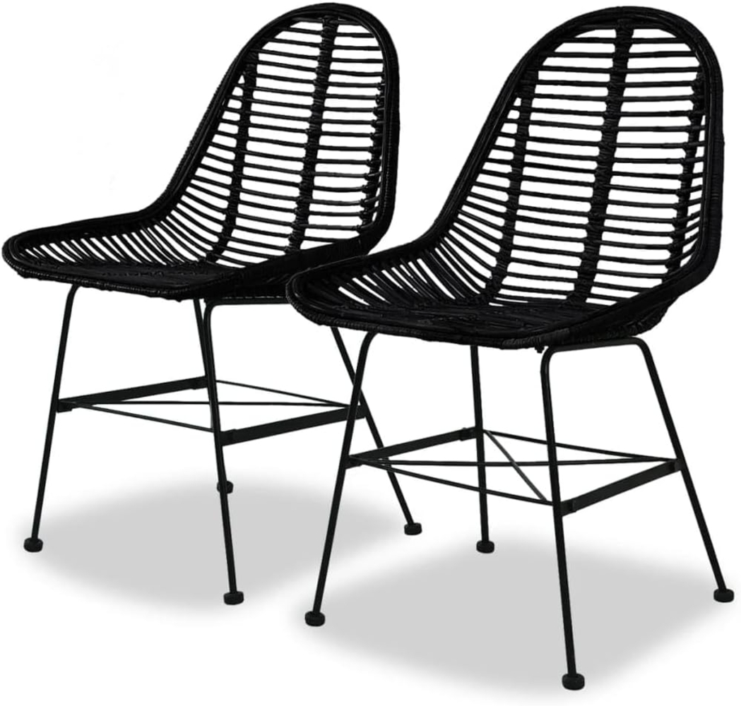 vidaXL Esszimmerstühle 2 Stk. Natur Rattan Schwarz 244571 Bild 1
