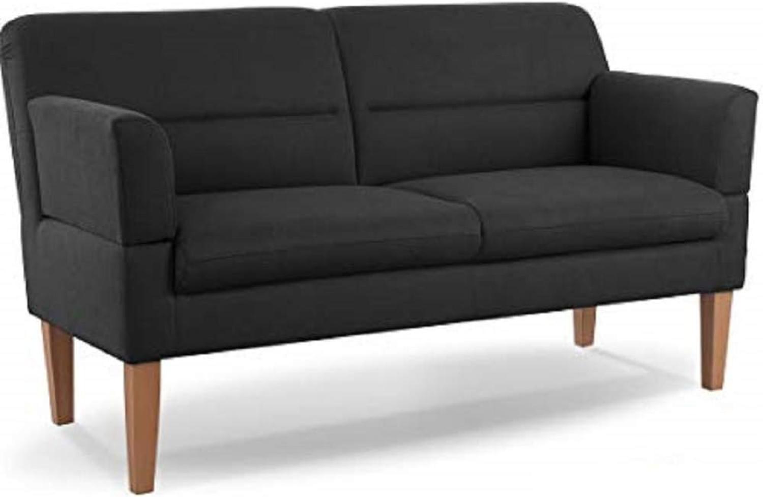 CAVADORE 2,5-Sitzer Küchensofa Kira / Sitzbank für Küche, Esszimmer oder Wohnküche inkl. Armteilverstellung / Leichte Fleckenentfernung dank Soft Clean / 168 x 94 x 81 / Flachgewebe: Schwarz Bild 1