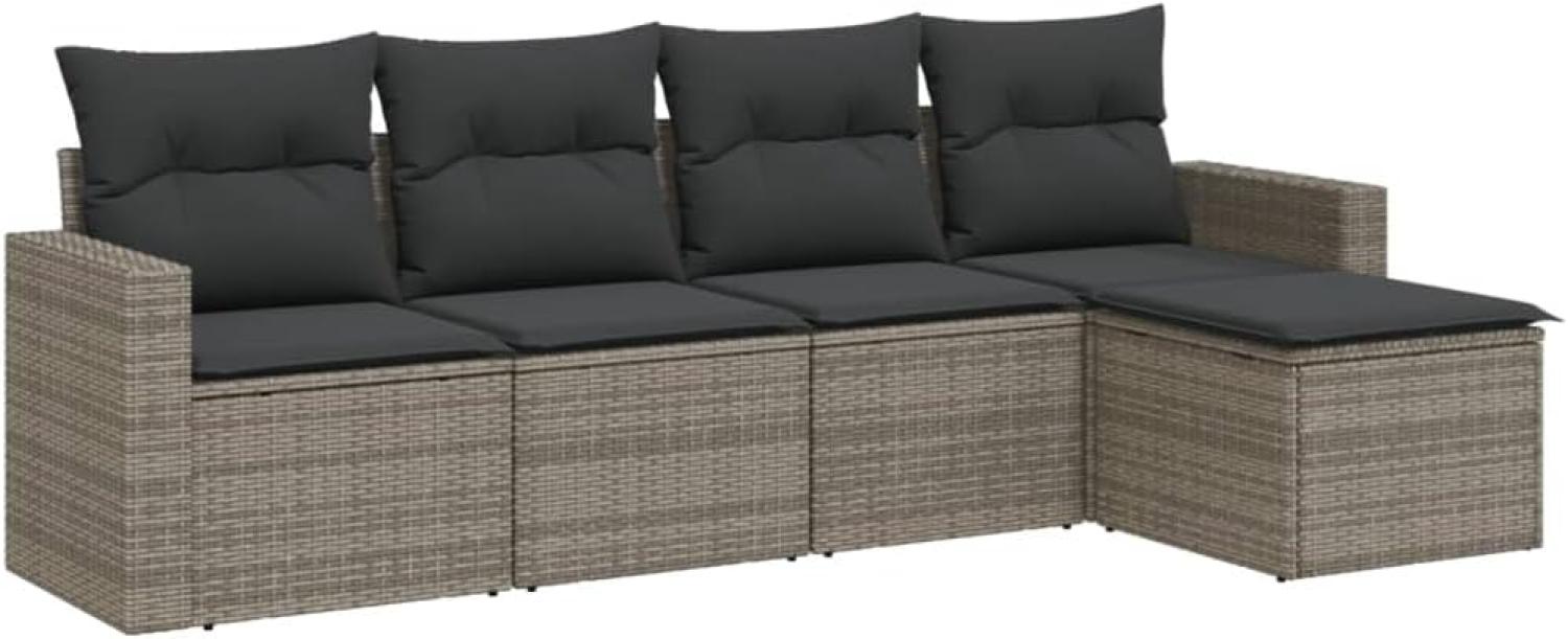 vidaXL 5-tlg. Garten-Sofagarnitur mit Kissen Grau Poly Rattan 3218880 Bild 1