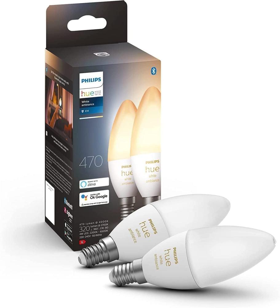 Philips Hue White Ambiance E14 B39 Candle Light - 2-pack Bild 1