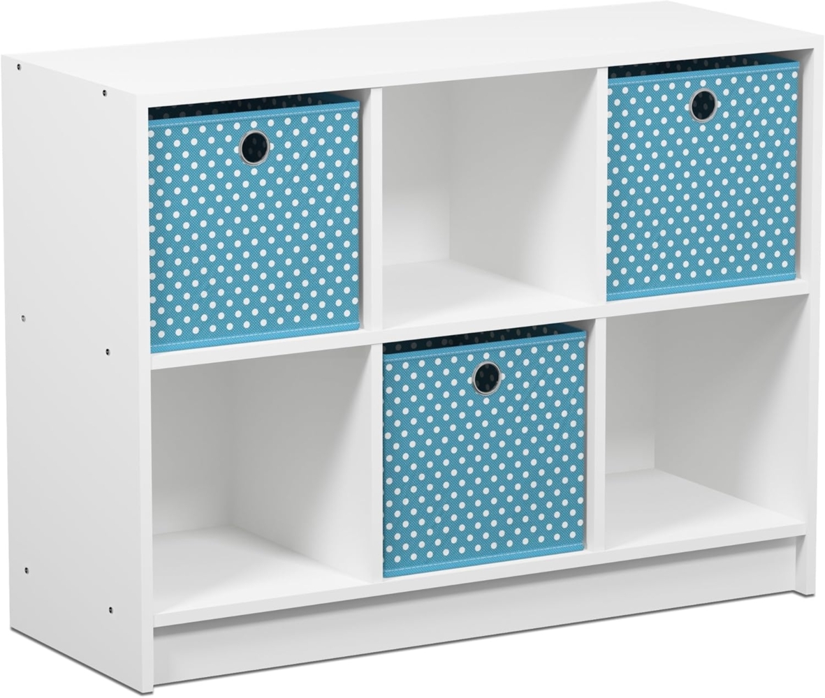 Furinno Basic Bücherregal mit 6 Fächern und 3 Einschüben, Weiß/Hellblau, 30. 23x30. 23x59. 94 cm Bild 1