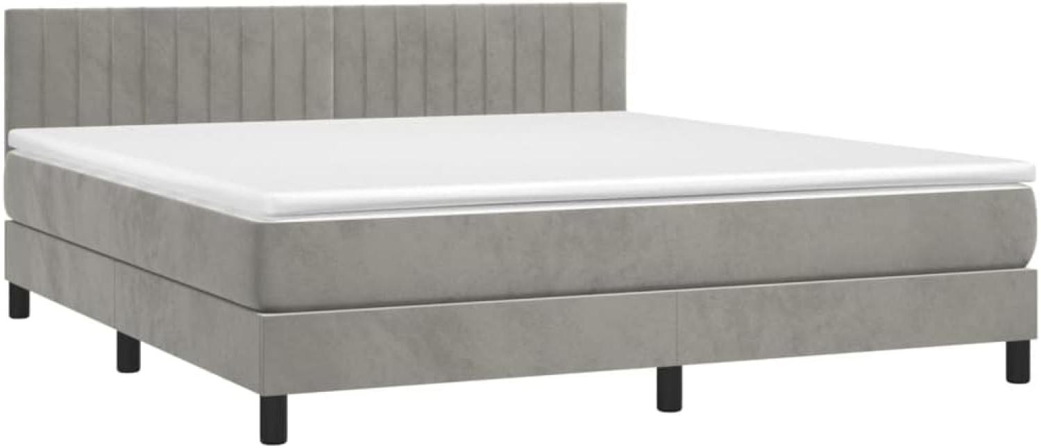 vidaXL Boxspringbett mit Matratze Hellgrau 180x200 cm Samt 3141437 Bild 1