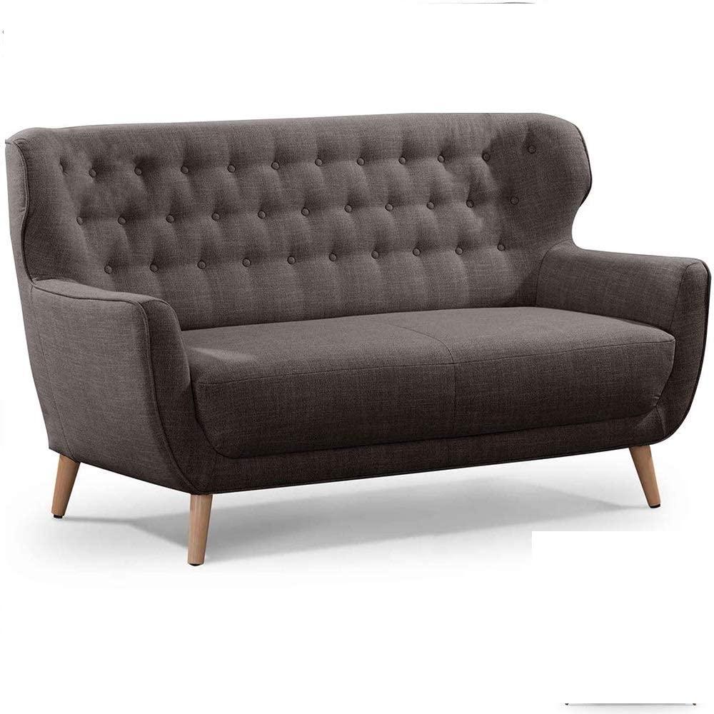 CAVADORE Zweisitzer-Sofa Abby / Klassisches Polstersofa mit Knopfverzierung / 153 x 89 x 88 / Strukturstoff, dunkelgrau Bild 1