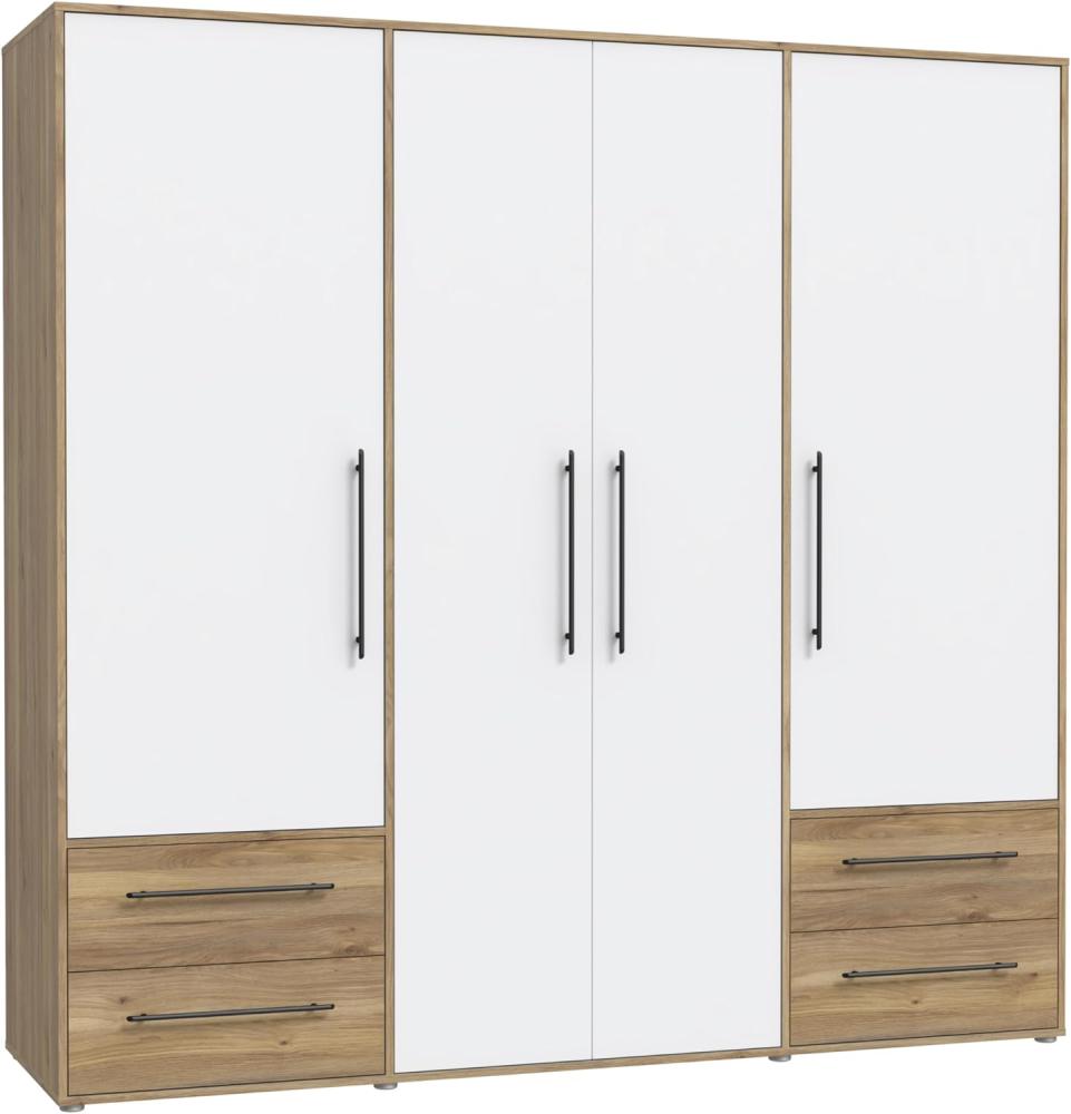 Forte Kleiderschrank, Holzwerkstoff, Mauvella Eiche Dekor mit weiß, 206 x 200 x 59 cm Bild 1