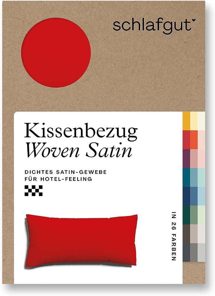 Schlafgut Woven Satin Bettwäsche | Kissenbezug einzeln 40x80 cm | red-deep Bild 1