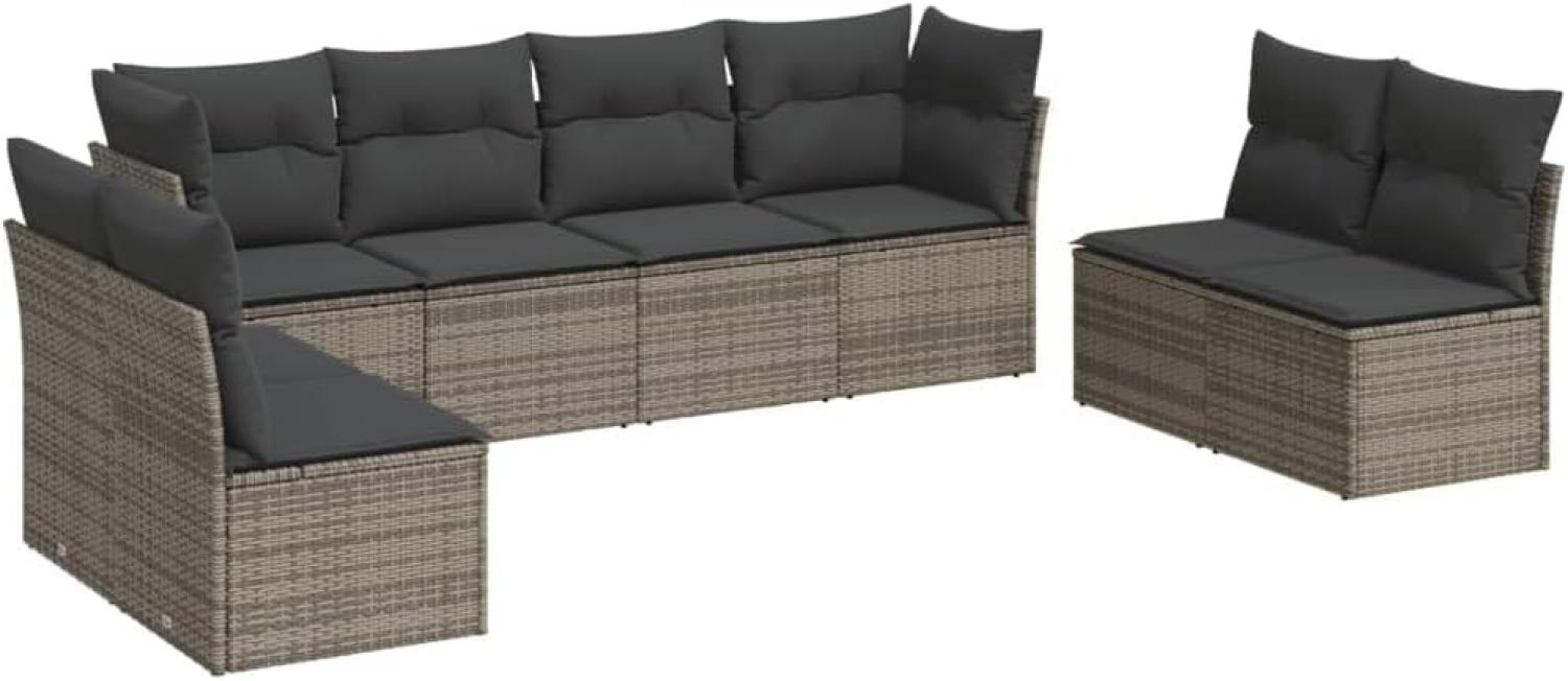 vidaXL 8-tlg. Garten-Sofagarnitur mit Kissen Grau Poly Rattan 3249289 Bild 1