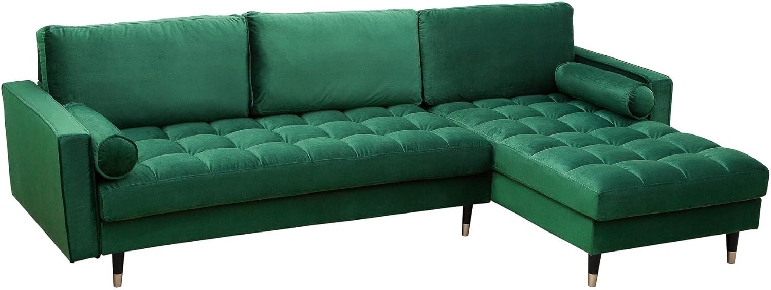 riess-ambiente Ecksofa COZY VELVET 260cm smaragdgrün / schwarz gold, Einzelartikel 1 Teile, Wohnzimmer · Samt · L-Form · Federkern · Couch inkl. Kissen · Barock Bild 1