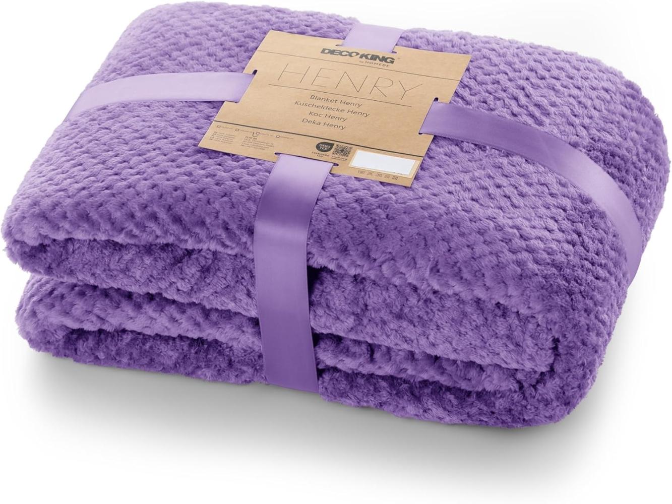 DecoKing Kuscheldecke 150x200 cm violett Decke Microfaser Wohndecke Tagesdecke Fleece weich sanft kuschelig skandinavischer Stil lila Henry Bild 1