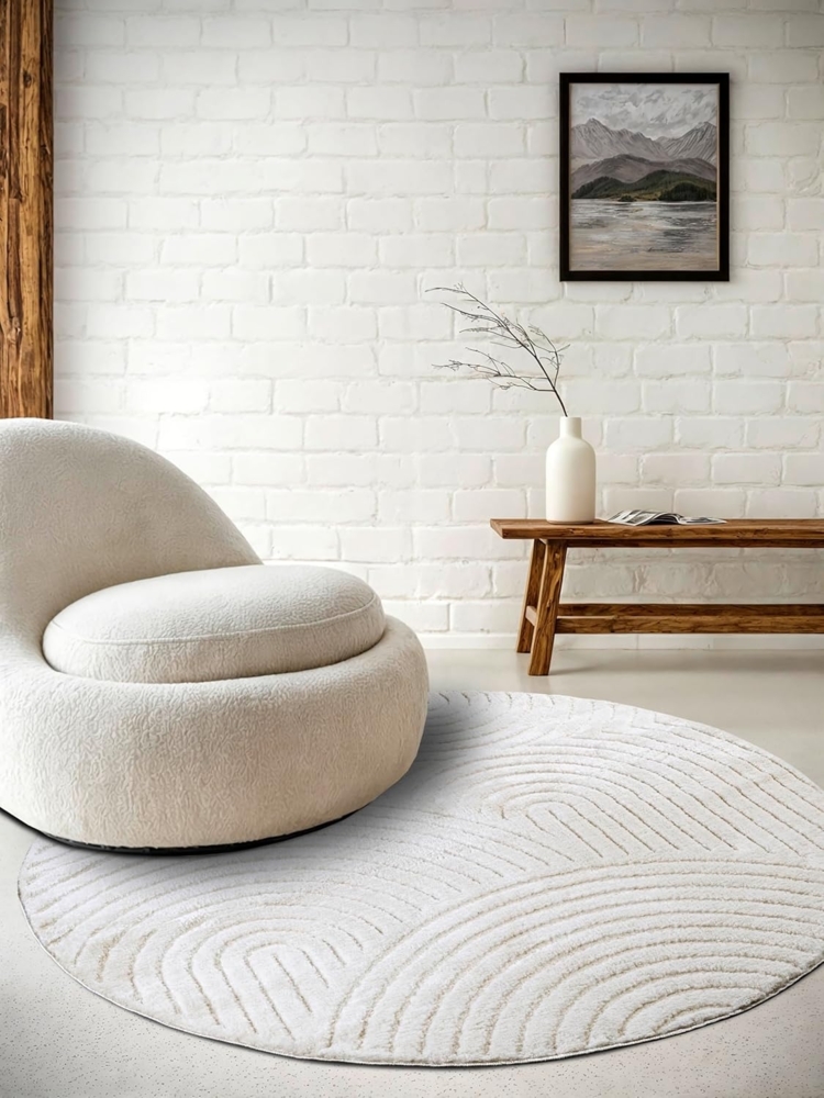 ELLE DECORATION Designteppich Cosy Panglao, auch als Rundteppich erhältlich, rechteckig, Höhe: 14 mm, uni Kurzflor, Hoch Tief Struktur, modern, Skandi, Boho, Wohnzimmer Bild 1