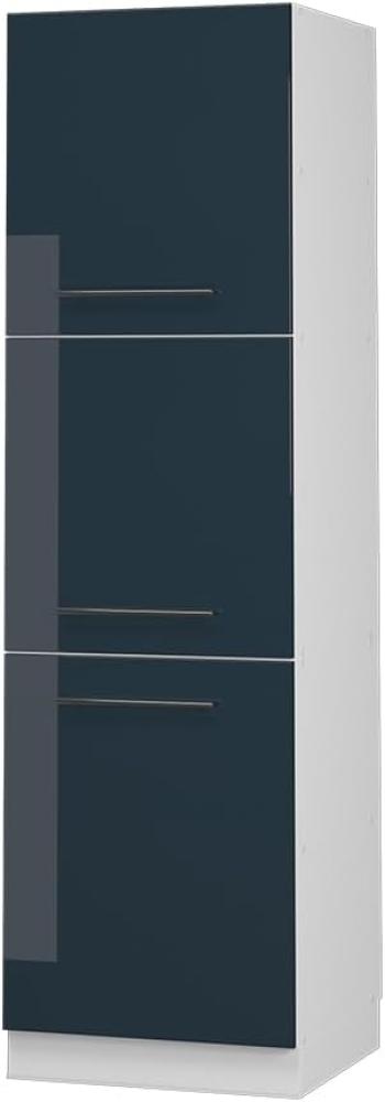 Vicco Herdschrank Fame-Line Weiß Dunkelblau Hochglanz 60 cm 3 Türen Bild 1