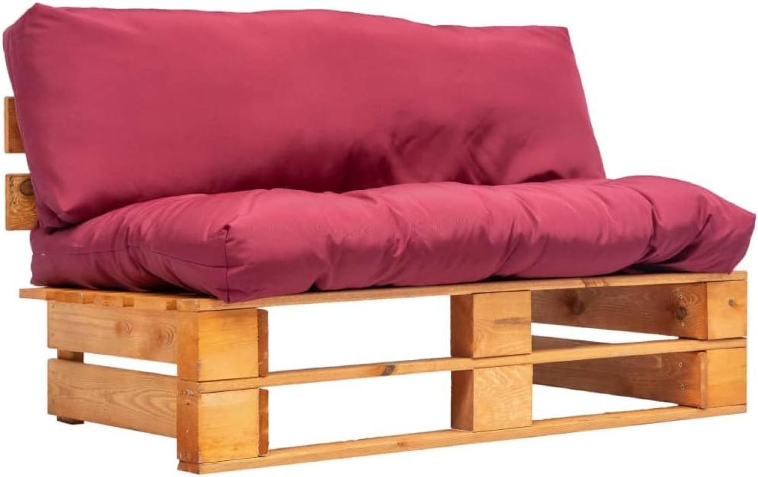 Garten-Palettensofa mit Roten Kissen Kiefernholz Bild 1