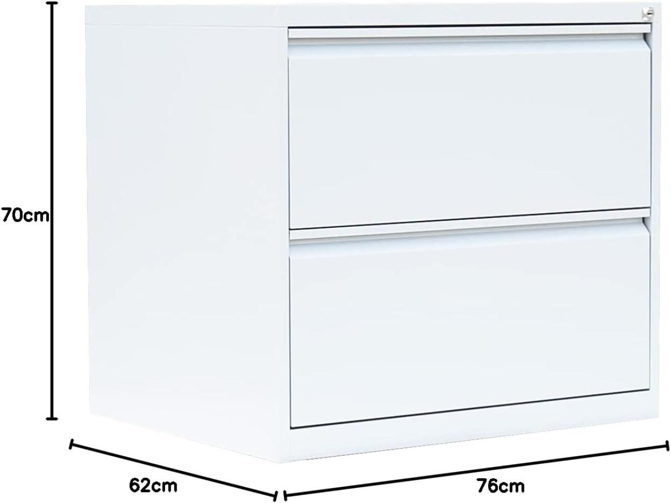 Stahl Büro Hängeregistratur Schrank Bürocontainer 70 x 76 x 62 cm (HxBxT) mit 2 Schüben doppelbahnig Weiß 561227 Bild 1