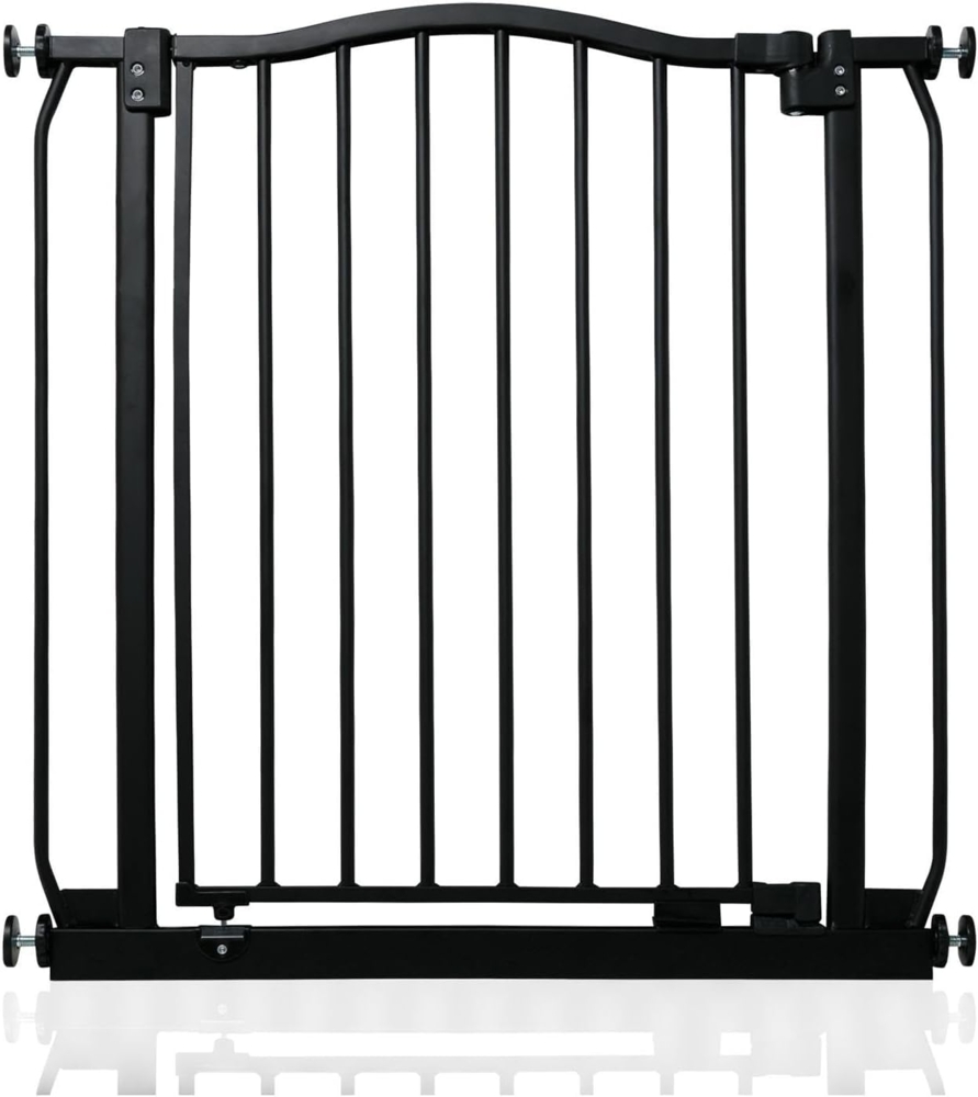 Safetots Treppenschutzgitter mit gebogenem oberen Teil, 71cm - 80cm, Mattschwarz, Treppenschutzgitter mit Druckbefestigung, Babygitter für Türen Bild 1