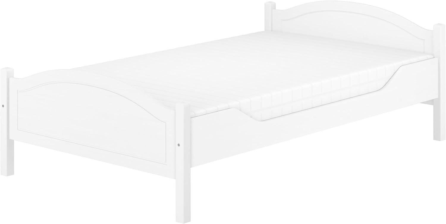 Einzelbett Kiefer weiß 120x200 Bettrahmen Singlebett Zubehör wählbar V-60.30W-12Rollrost und Matratze inkl. Bild 1