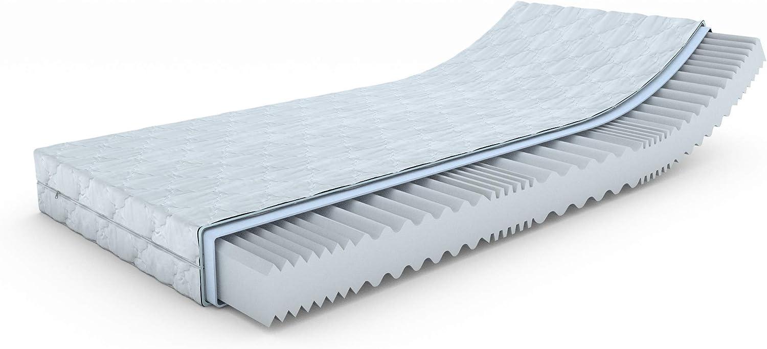 MSS e. K. "Revasana Premium 7 Zonen Wellen-Matratze 180 x 80 x 16 cm (Kernhöhe 14 cm) - H3 mit versteppten Klimafaserbezug Bild 1