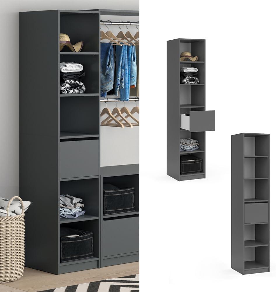 Vicco Kleiderschrank Visit Dielenschrank anthrazit Hochschrank Garderobenschrank Bild 1