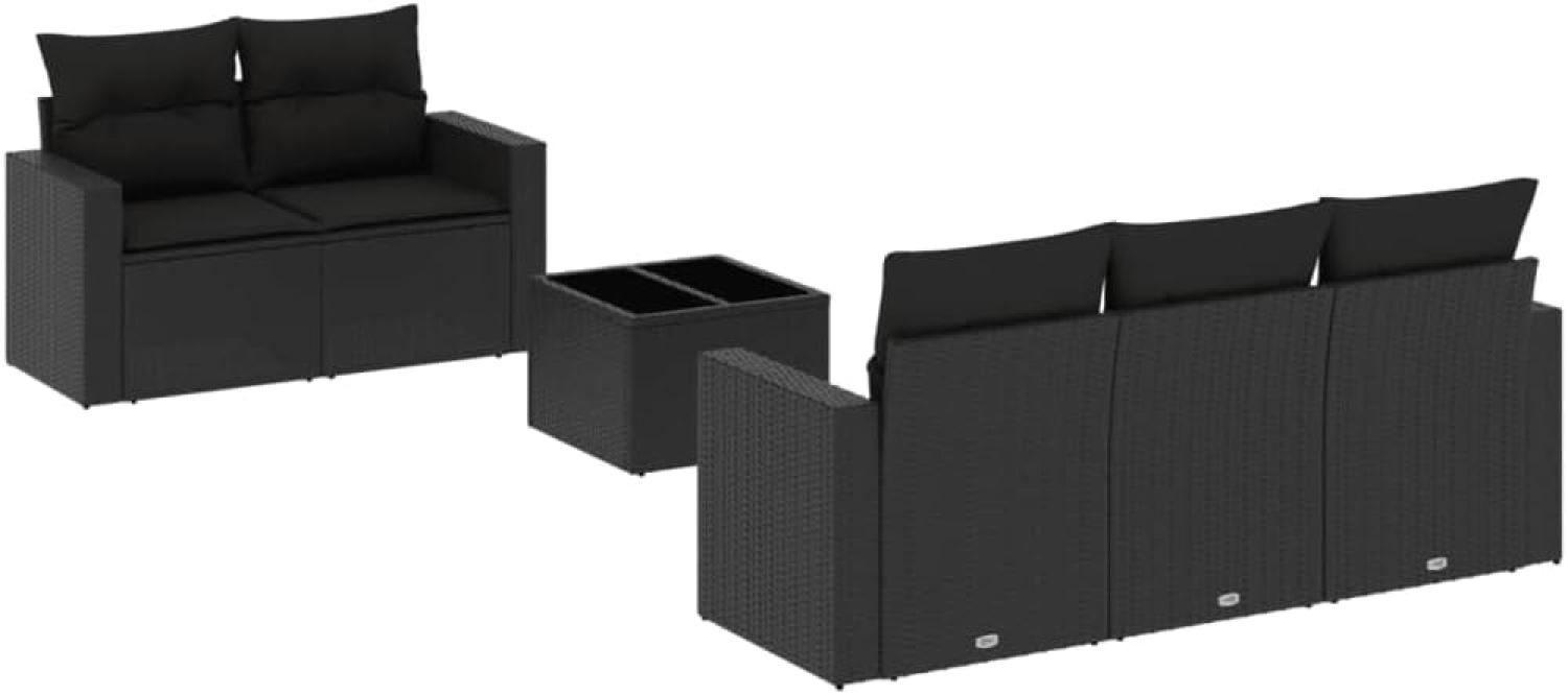 vidaXL 6-tlg. Garten-Sofagarnitur mit Kissen Schwarz Poly Rattan Bild 1