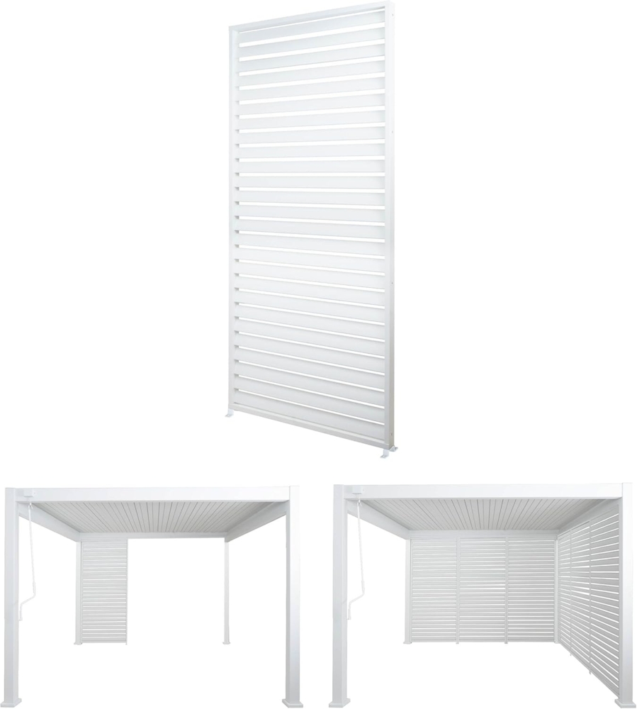 Aluminium Lamellenwand für Pergola HWC-N94 3x3m, Lamellenpaneel Modul Seitenwand Sichtschutz, 213x94cm ~ weiß Bild 1