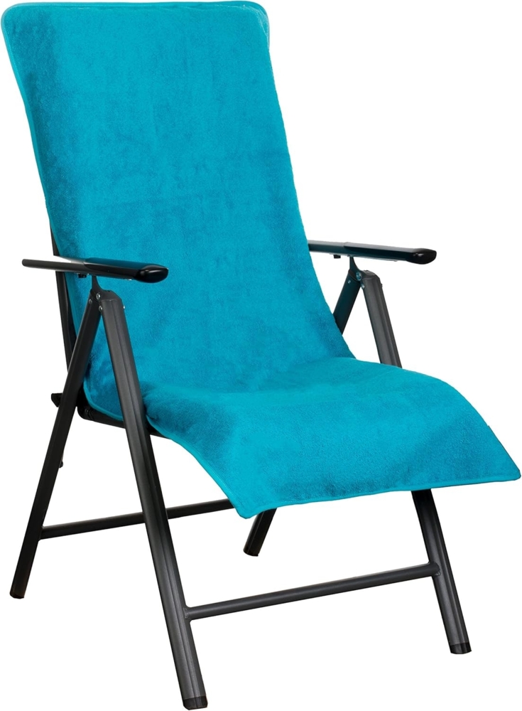 Brandsseller Frottee-Schonbezug für Gartenstuhl und Gartenliege sowie als Strandliegenauflage - aus 100% Baumwolle - ca. 65x130 cm (Türkis) Bild 1