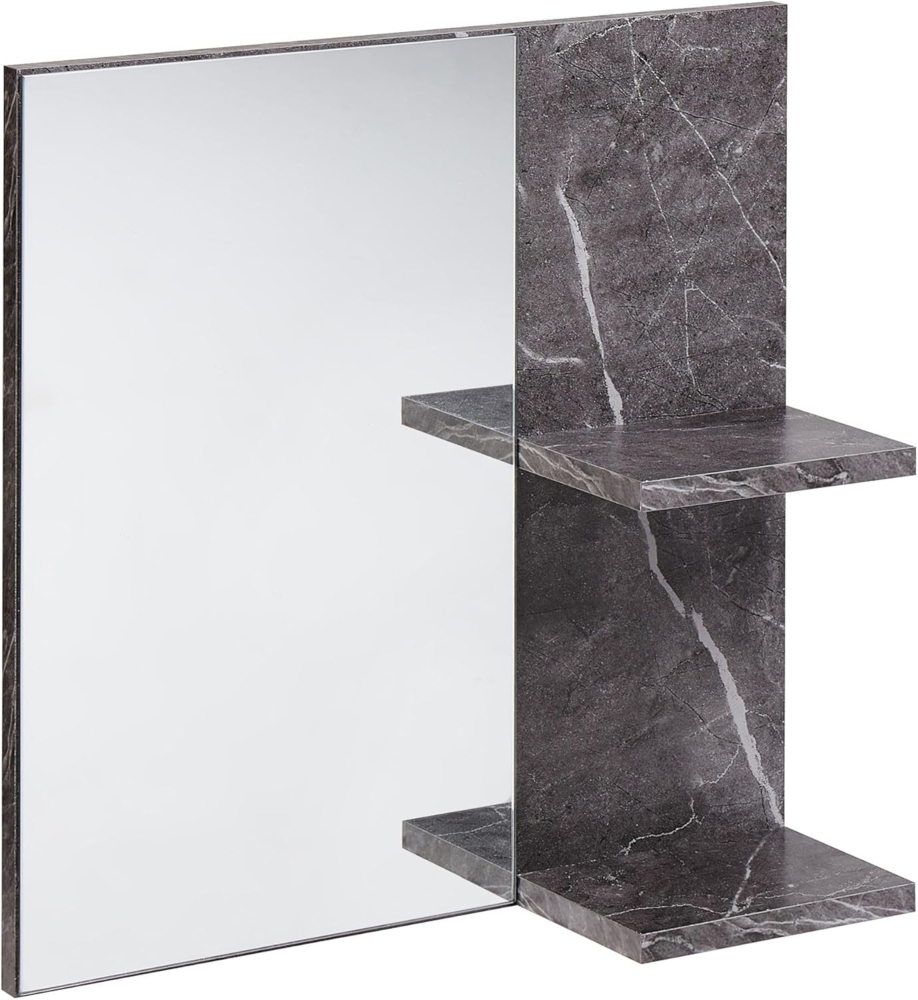 Wandspiegel mit Ablage PELOTAS 45 cm 45 cm Marmor Optik Schwarz Bild 1