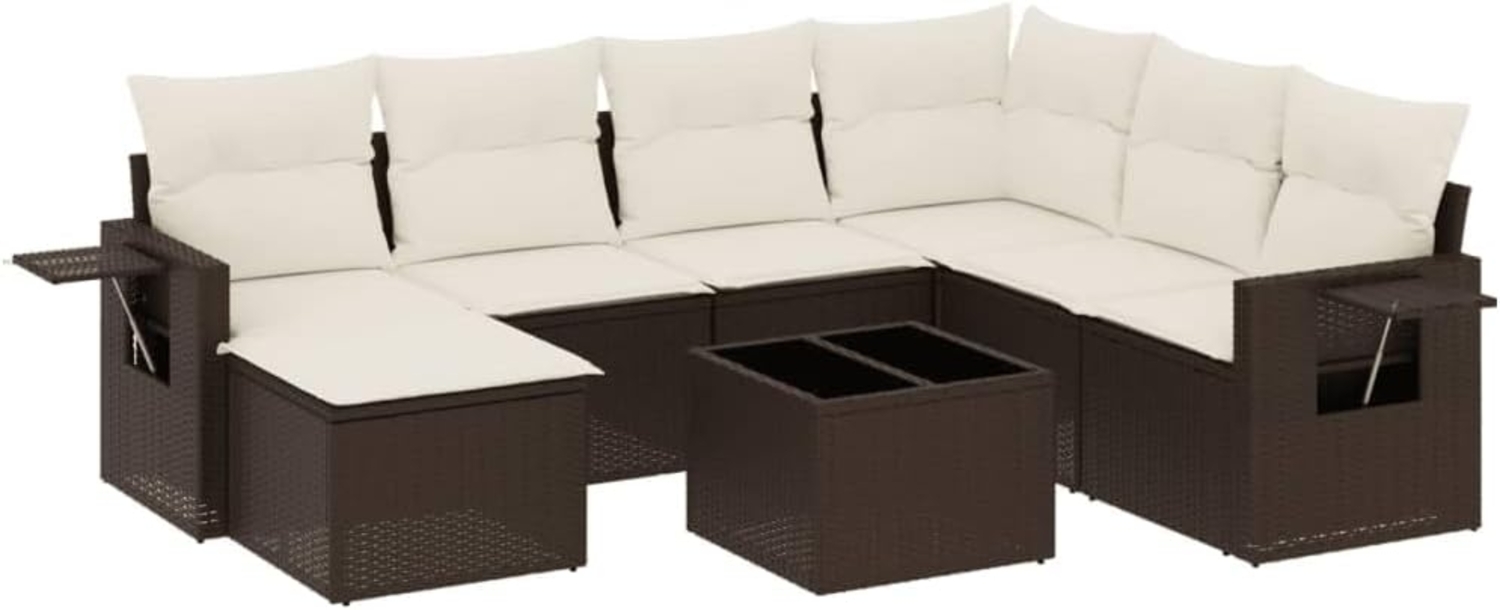 vidaXL 8-tlg. Garten-Sofagarnitur mit Kissen Braun Poly Rattan 3252850 Bild 1