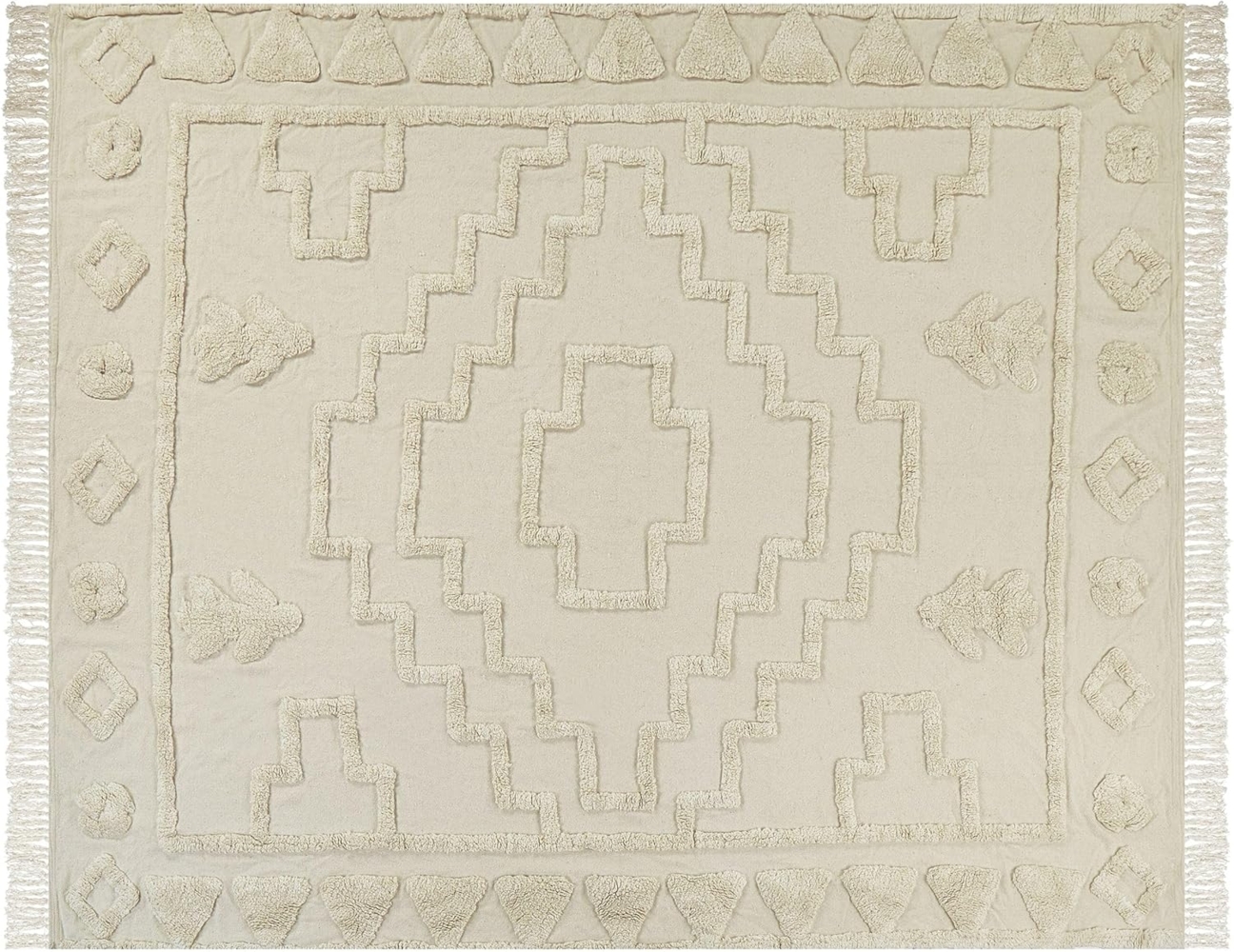 beliani 'CHACK' Kuscheldecke, Baumwolle, Beige, 220x240 cm Bild 1