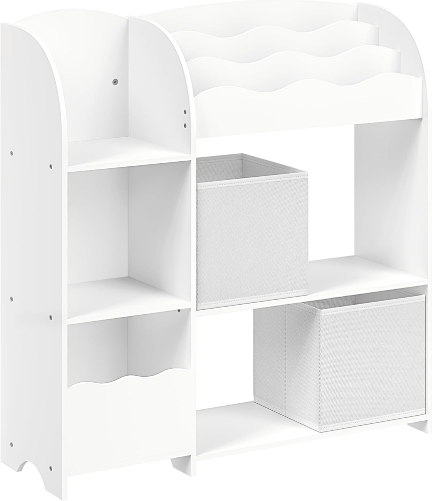 SONGMICS Bücherregal Kinder, Kinderregal, Spielzeugregal mit 2 Aufbewahrungsboxen, für Bücher, Kinderzimmer, Spielzimmer, Wohnzimmer, wolkenweiß GKR042W01 Bild 1