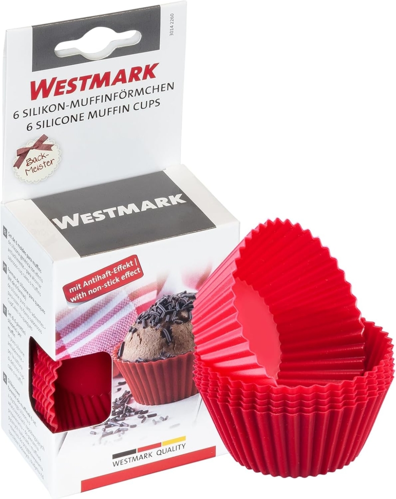 WESTMARK Muffinform mit Antihaft-Effekt, 6 Stück, Ø 7cm, Silikon, Rot Bild 1
